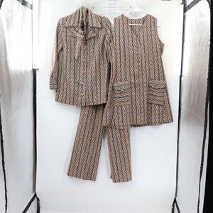 Vintage Co-ed 1970s Man and Woman Matching Suit and Dress Set